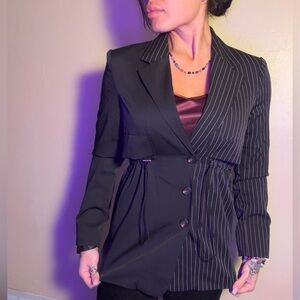 Rehab Two Toned Pinstripe Black Women's Blazer